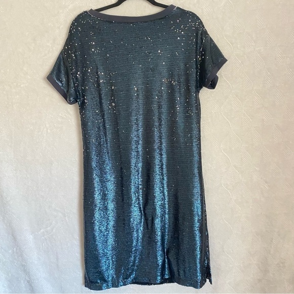 Anthropologie Moulinette Soeurs Interstellar Sequin Dress Blue Sz Small Shift - Picture 9 of 12
